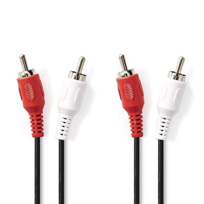 Nedis Stereo-Audiokabel | 2x RCA Male | 2x RCA Male | Vernikkeld | 5.00 m | Rond | Zwart | Label - CAGL24200BK50