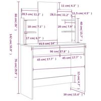Kaptafel met spiegel 96x39x142 cm gerookt eikenkleurig - thumbnail