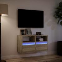 Tv-wandmeubels met LED 2 st 41x31x45 cm sonoma eikenkleurig - thumbnail