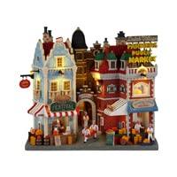 Lemax dutch cheese festival and farmers market verlichte facade Caddington Village 2022 - thumbnail