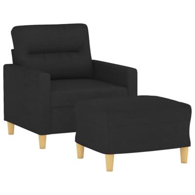 Fauteuil met voetenbank 60 cm stof zwart