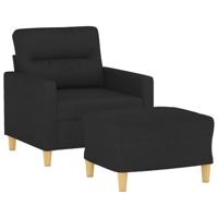 Fauteuil met voetenbank 60 cm stof zwart - thumbnail