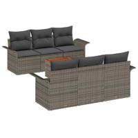 Tuinbankenset met kussen 7 pcs Grijs poly rattan - thumbnail