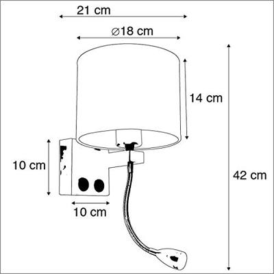 QAZQA Moderne wandlamp staal met grijze kap - Brescia