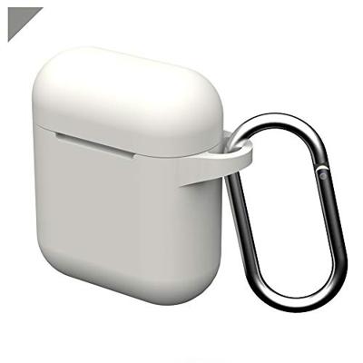 Airpods hoes van GEAR4 Apollo, beschermhoes van lichte silicone Airpods 1 en 2 hoes met aangebrachte clip, wit