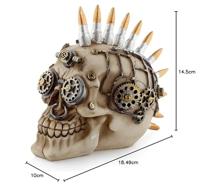 Steam Punk Stijl Schedel met Kogel Mohican Woonaccessoire - thumbnail