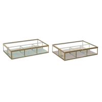 Doos-Juwelenkistje DKD Home Decor Kristal Metaal Groen Lichtgrijs (27 x 15 x 5,5 cm) (2 Stuks) - thumbnail