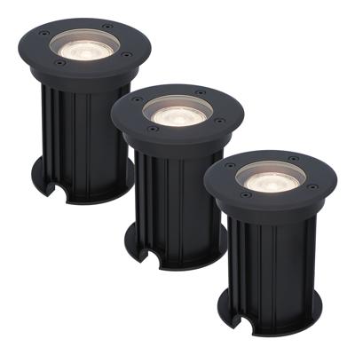 Set van 3 Maisy LED Grondspots Rond - Dimbaar - GU10 - 4000K neutraal wit - 4 Watt 345 Lumen - Rond - Ø12cm - Tuinspot - Oprit - Zwart - IP67 waterdicht