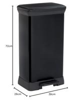 CURVER Decobin Rechthoekige afvalbak - 50 L - Carbon Black - thumbnail