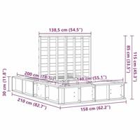 Bedframe met opslag Wasbruin 140 x 200 cm Massief hout - thumbnail