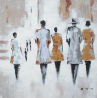 Schilderij - Handgeschilderd - Trenchcoat 80x80cm - thumbnail