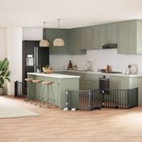 Hondenhek inklapbaar 8 panelen 640 cm populierenhout zwart - thumbnail