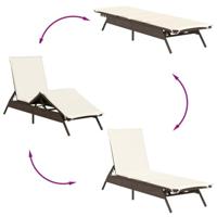 Ligbed met kussen poly rattan bruin - thumbnail