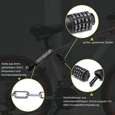 Fietsslot 90cm met cijfercode en sterke ketting - thumbnail