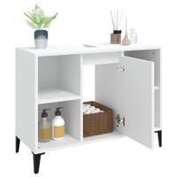Wastafelkast 80x33x60 cm bewerkt hout wit - thumbnail