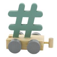 JeP kids houten treinletter # hashtag-groen - thumbnail