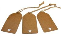 Label hart karton 4x8cm + 22cm met koord 50 stuks - thumbnail