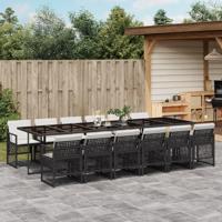 13-delige Tuinset met kussens poly rattan zwart - thumbnail