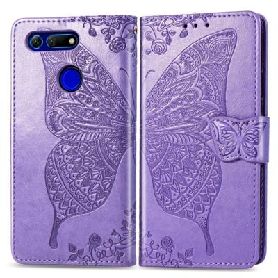 Butterfly Love bloemen reliëf horizontale Flip lederen case voor Huawei V20 met houder & kaartsleuven & portemonnee & Lanyard (licht paars)