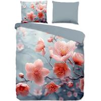 Good Morning Dekbedovertrek "bloemen" - Grijs - (240x200/220 cm) - Katoen - thumbnail