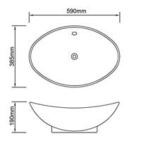 Wastafel met overloop zwart ovaal keramiek 59 x 38,5 cm - thumbnail