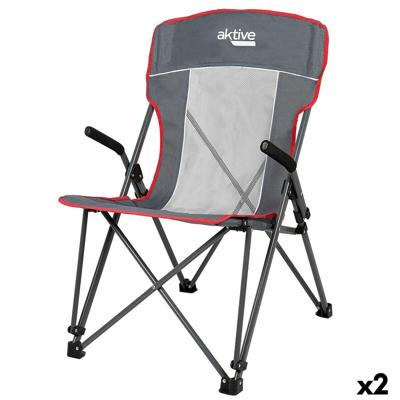 Inklapbare campingstoel Aktive Grijs 59 x 97 x 68 cm (2 Stuks)