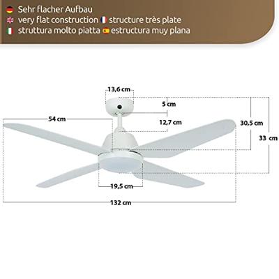 Beacon Plafondventilator met lampAria Led Ø 122cm wit IP55 - 212994
