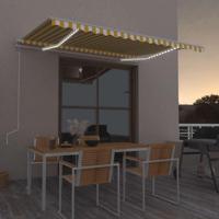 vidaXL Luifel automatisch met LED en windsensor 400x300 cm geel en wit - thumbnail