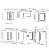 11-delige Keukenkastenset Kalmar bewerkt hout grijs sonomaeiken - thumbnail