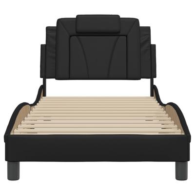 Bedframe met hoofdbord kunstleer zwart 80x200 cm