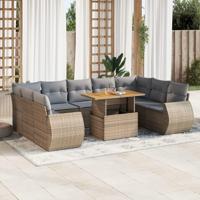 10-delige Loungeset met kussens poly rattan beige - thumbnail
