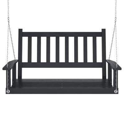 VidaXL Tuinschommelbank met metalen kettingen massief vurenhout zwart