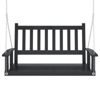 VidaXL Tuinschommelbank met metalen kettingen massief vurenhout zwart - thumbnail