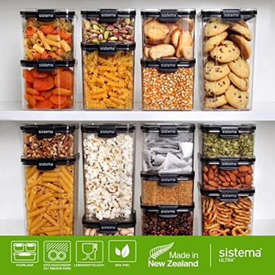 Sistema voorraaddoos tritan vierkant 460 ml transparant/zwart Sistema voorraaddoos tritan vierkant 460 ml transparant/zwart