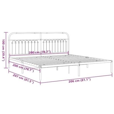 Bedframe met hoofdbord metaal zwart 200x200 cm Bedframe met hoofdbord metaal zwart 200x200 cm