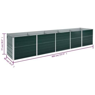VidaXL Plantenbak verhoogd 400x80x77 cm gegalvaniseerd staal groen VidaXL Plantenbak verhoogd 400x80x77 cm gegalvaniseerd staal groen