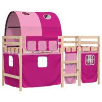 Kinderhoogslaper met tunnel 90x190 cm massief grenenhout roze - thumbnail