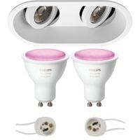 Philips Hue LED Spot Set GU10 - Kantelbaar Ovaal Inbouw - Mat Wit - thumbnail