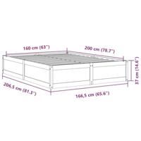 Bedframe zonder matras massief grenenhout wit 160x200 cm - thumbnail