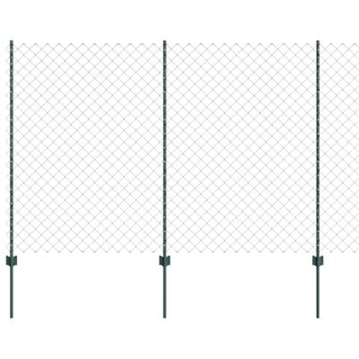 VidaXL Hek met paal groen 1,5 x 10 m staal en pvc