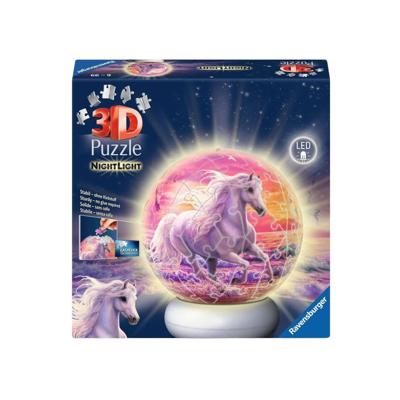 Ravensburger 3d puzzel nachtlamp paarden op het strand - 73st. Ravensburger 3d puzzel nachtlamp paarden op het strand - 73st.