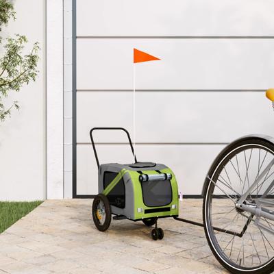 VidaXL Hondenfietstrailer oxford stof en ijzer groen en zwart VidaXL Hondenfietstrailer oxford stof en ijzer groen en zwart