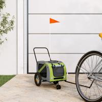 VidaXL Hondenfietstrailer oxford stof en ijzer groen en zwart - thumbnail