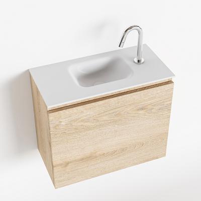 MONDIAZ OLAN 60cm toiletmeubel washed_oak. LEX wastafel talc midden 1 kraangat