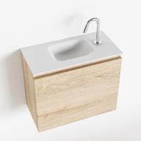 MONDIAZ OLAN 60cm toiletmeubel washed_oak. LEX wastafel talc midden 1 kraangat - thumbnail