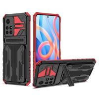 Voor Xiaomi Redmi Note 11 5G / POCO M4 PRO 5G Armor Card PC + TPU schokbestendige telefoonhoes met kaartsleuf en onzichtbare houder - thumbnail