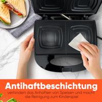 Clatronic ST 3814 Sandwich toaster Automatische temperatuuraanpassing, Anti-aanbaklaag Zwart - thumbnail