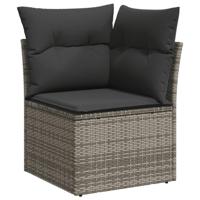 14-delige Loungeset met kussens poly rattan grijs - thumbnail