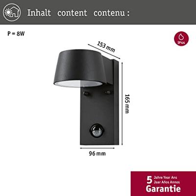 Paulmann Capea 94453 LED-buitenlamp met bewegingsmelder (wand) LED 6 W Grijs