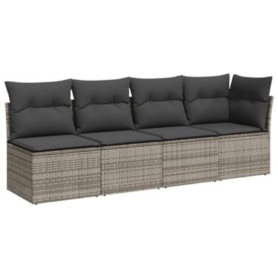 11-delige Loungeset met kussens poly rattan grijs